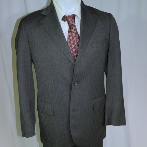 Brooks Brothers Makers Vintage Gray Herringbone Three Roll Two Suit 40R - Picture 8 of 15